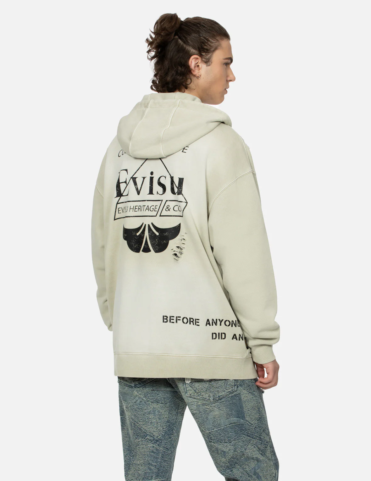 Multi Logos Print Loose Fit Washed Zip-Up Hoodie - Image 6