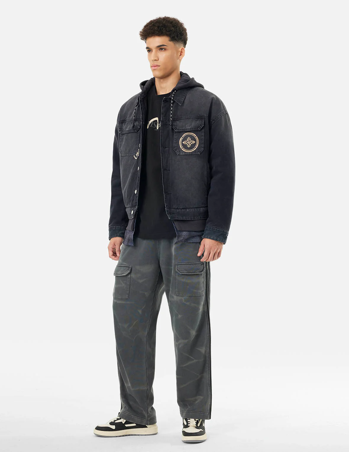 Multi-pocket and Layering Effect Relax Fit Trucker Jacket - Image 5