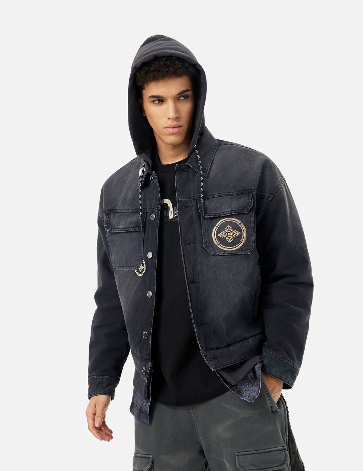 Multi-pocket and Layering Effect Relax Fit Trucker Jacket - Image 7