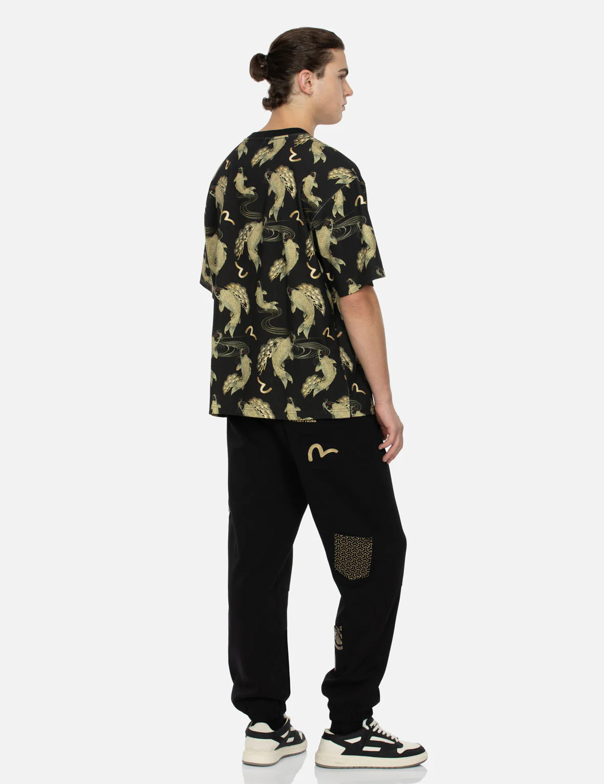 Multi Pocket and Logo Print Loose Fit Sweatpants - Image 4
