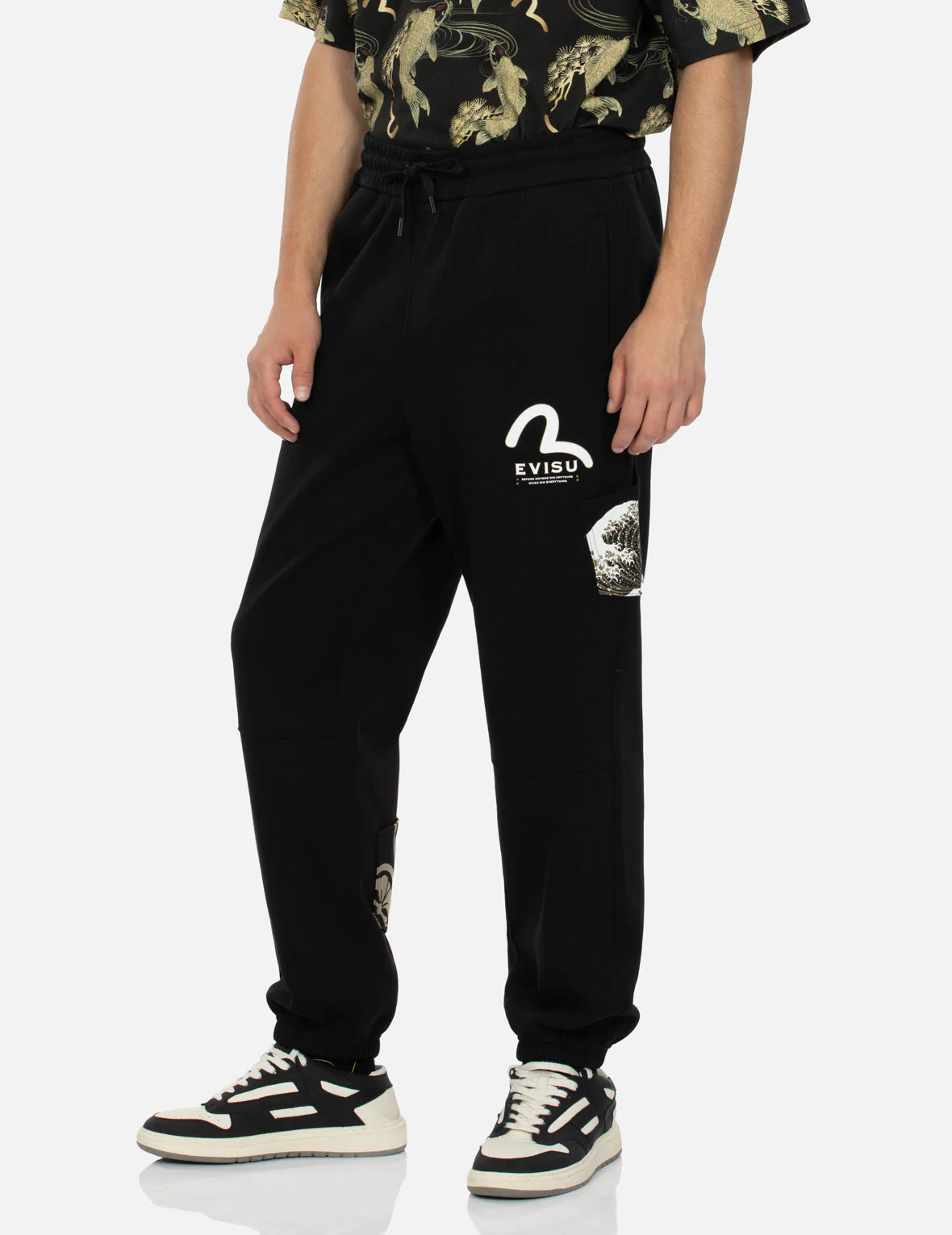 Multi Pocket and Logo Print Loose Fit Sweatpants - Image 5