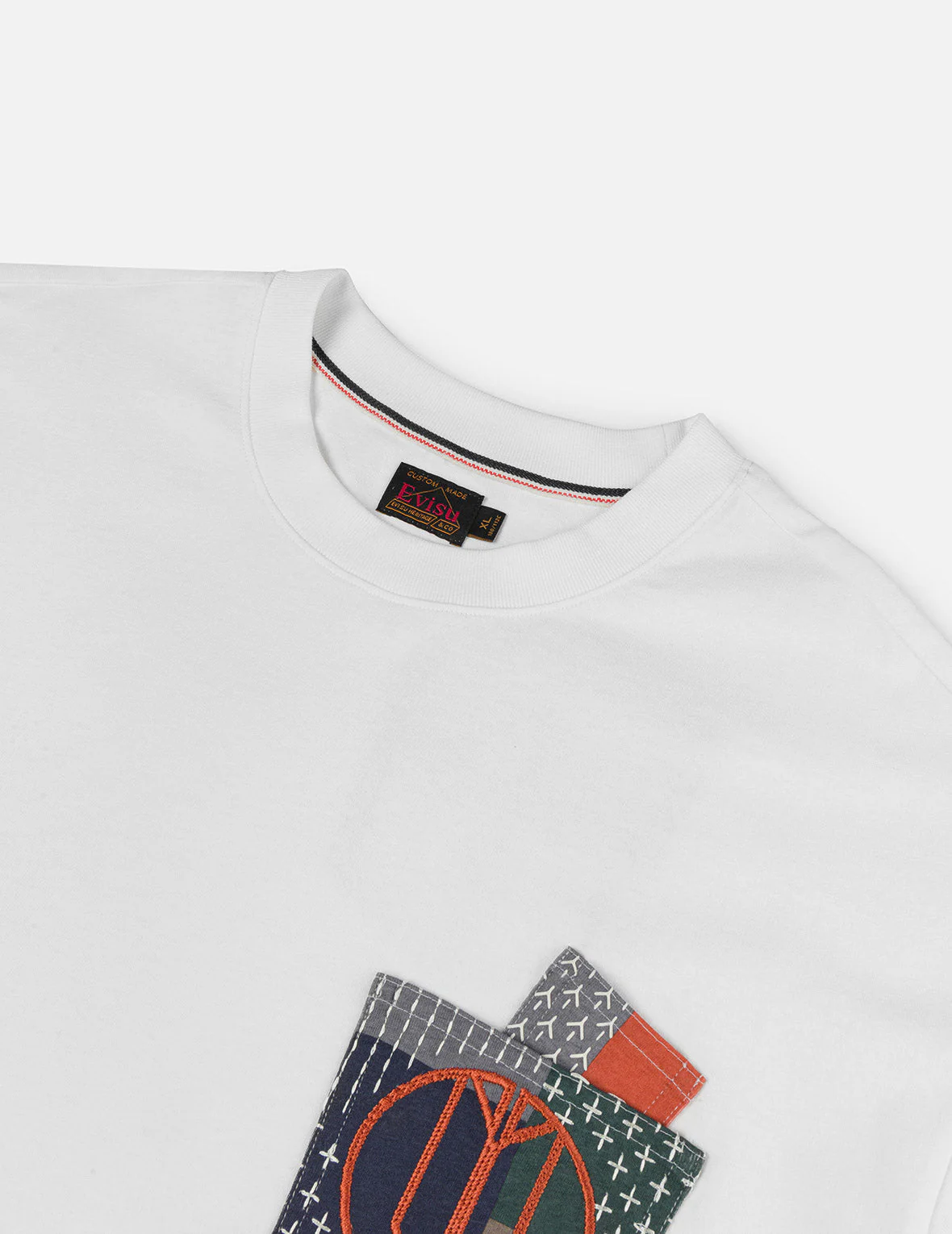 Multi-pocket Color Blocking Sashiko Loose Fit T-shirt - Image 22