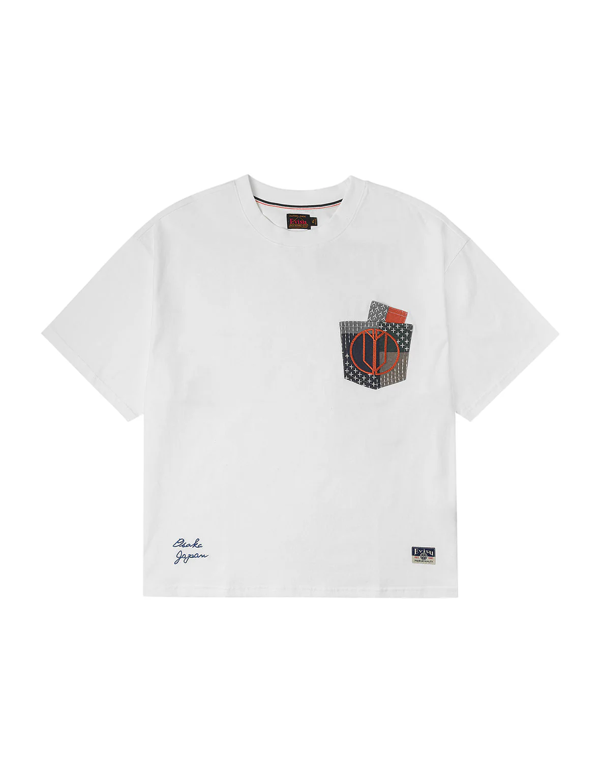 Multi-pocket Color Blocking Sashiko Loose Fit T-shirt - Image 4