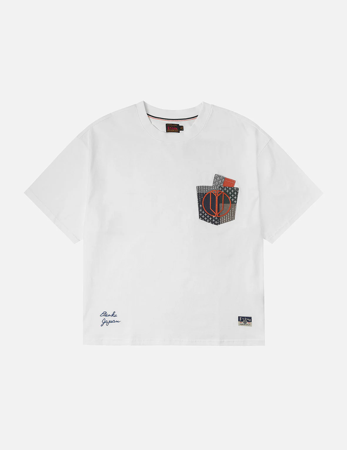 Multi-pocket Color Blocking Sashiko Loose Fit T-shirt - Image 8