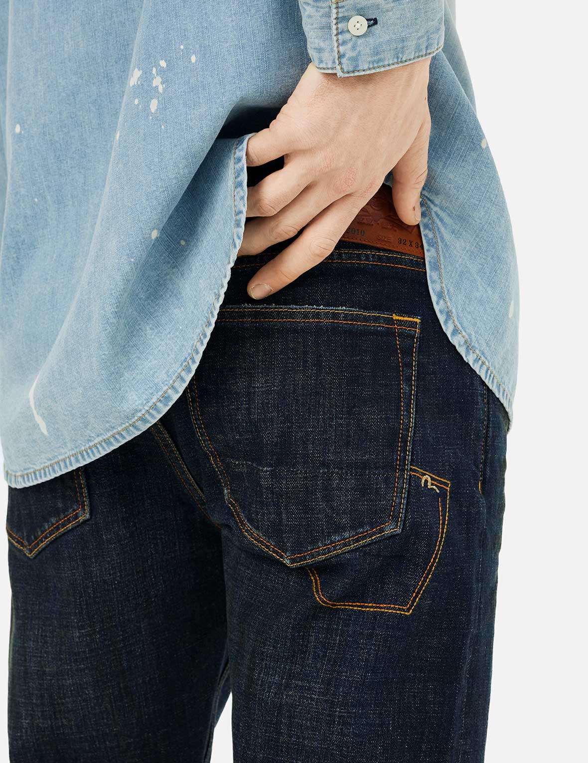 Multi-pocket Dark-toned Washed Slim Fit Jeans #2010 - Image 13