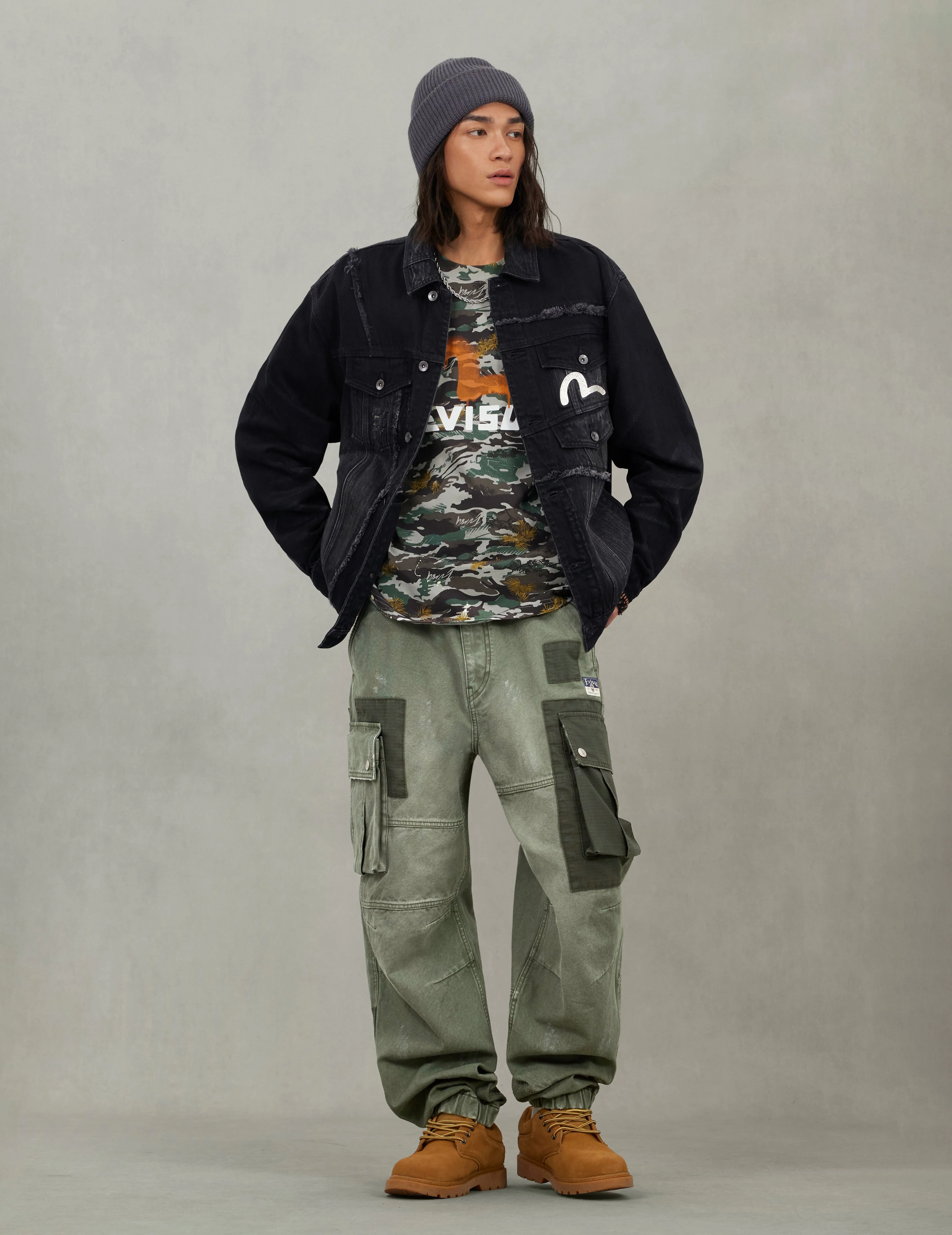 Multi-Pocket Relax Fit Washed Denim Jacket - Image 5