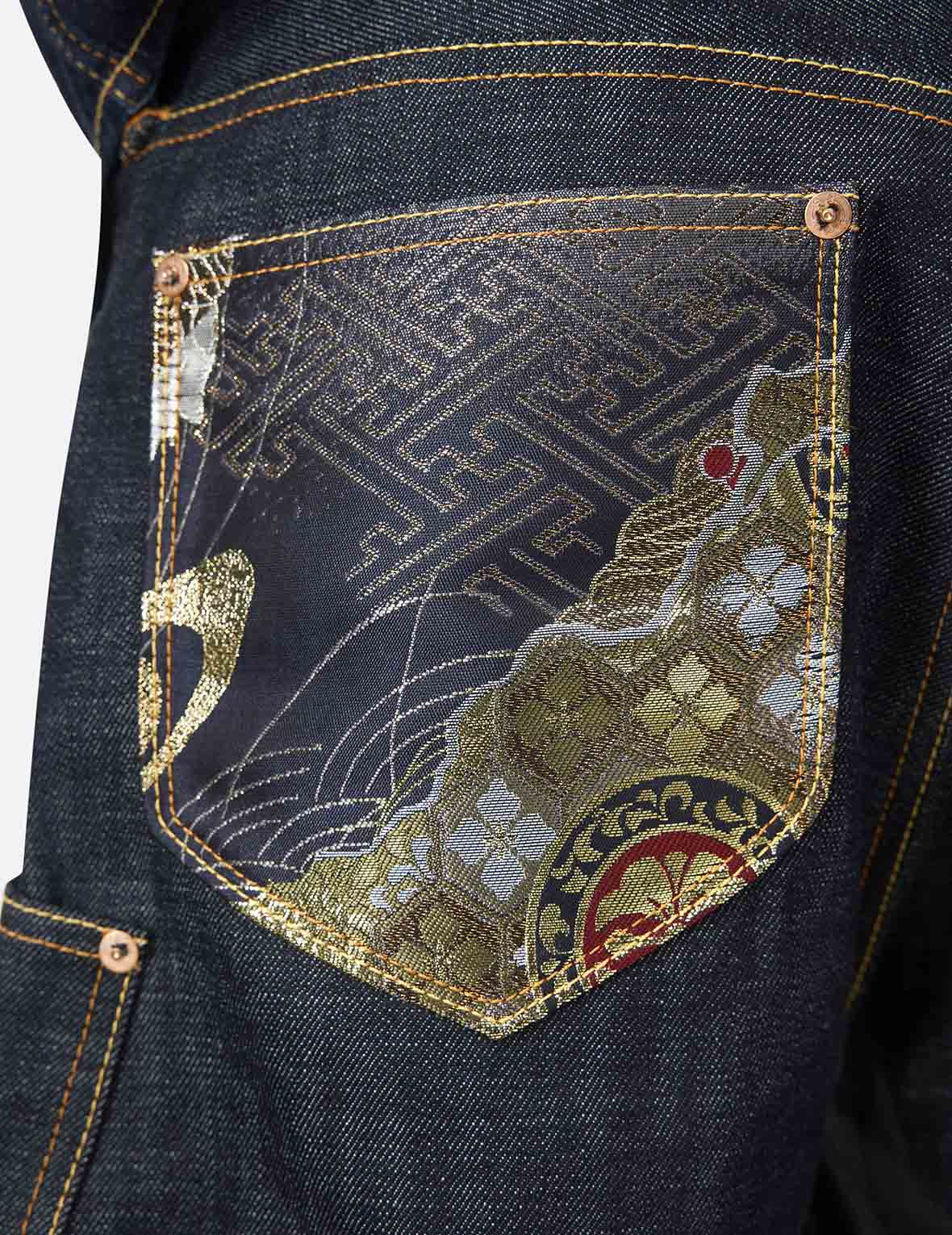 Multi-Pocket with Brocade Patch Regular Fit Denim Shorts - Image 6