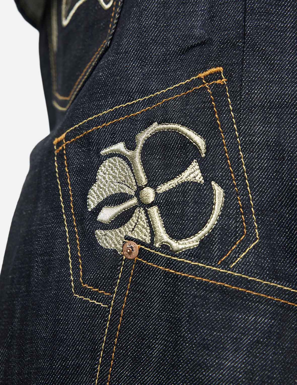 Multi-Pocket with Brocade Patch Regular Fit Denim Shorts - Image 7