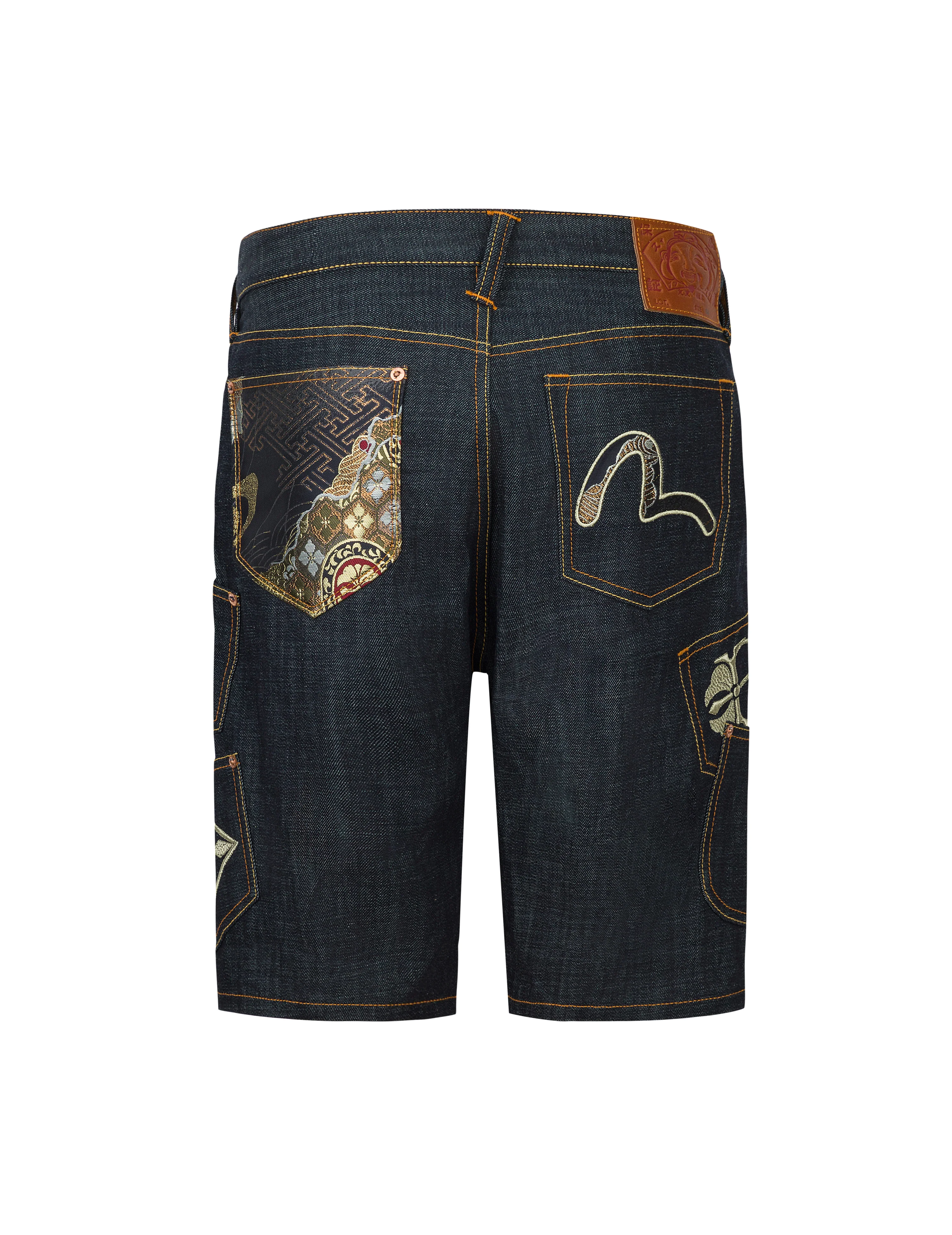 Multi-Pocket with Brocade Patch Regular Fit Denim Shorts - Image 9