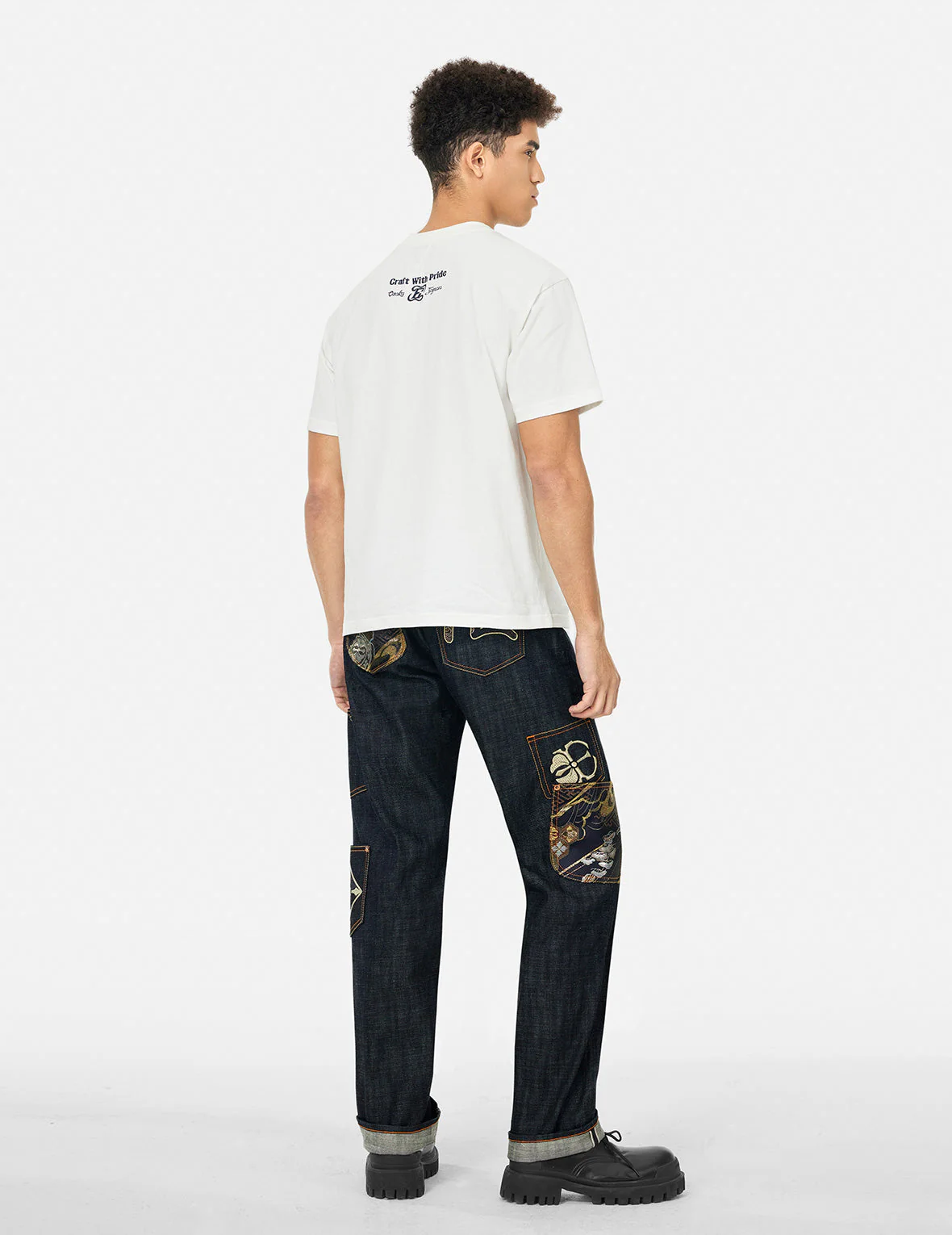 Multi-Pocket with Brocade Patch Regular Fit Jeans #2000 - Image 4