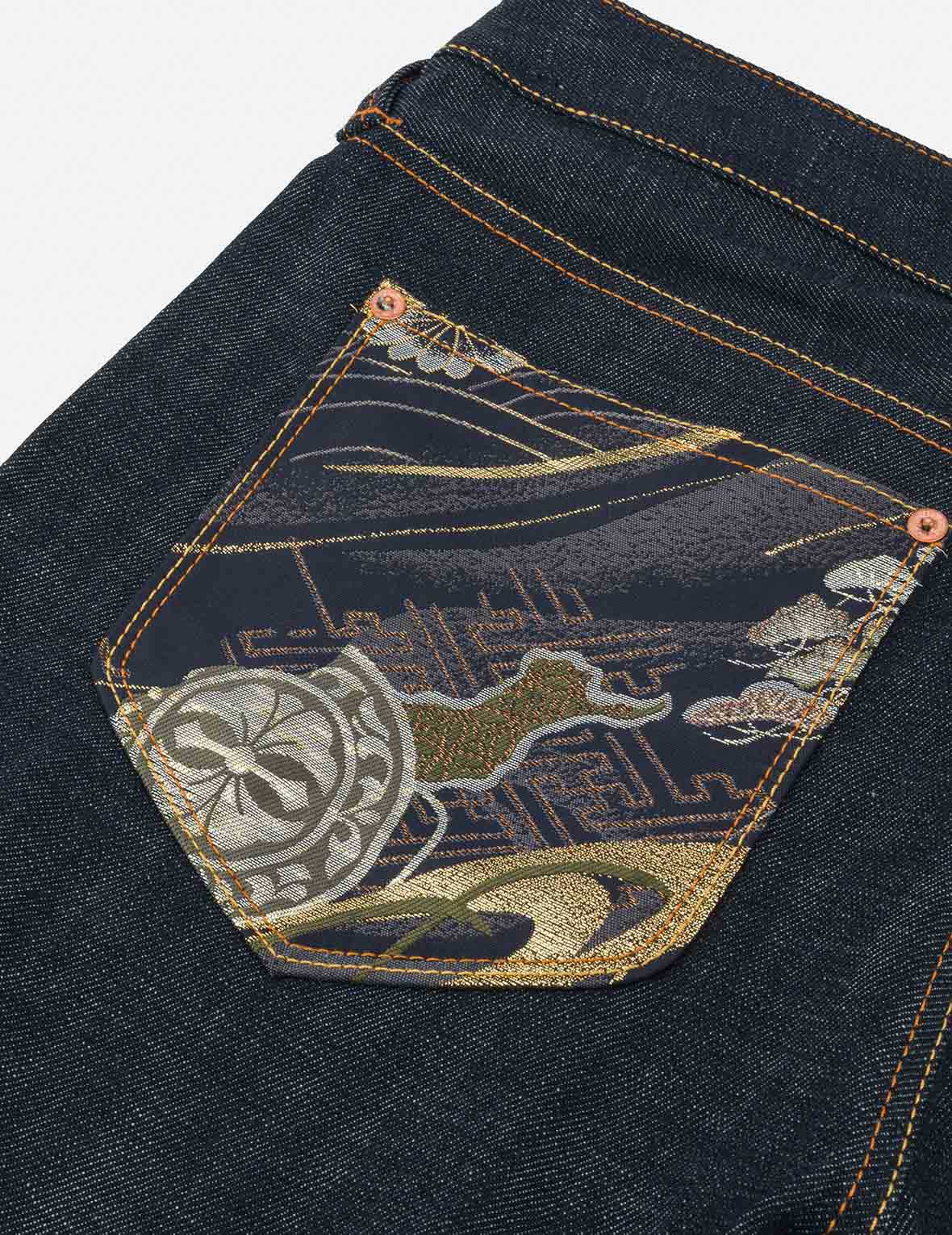 Multi-Pocket with Brocade Patch Regular Fit Jeans #2000 - Image 8
