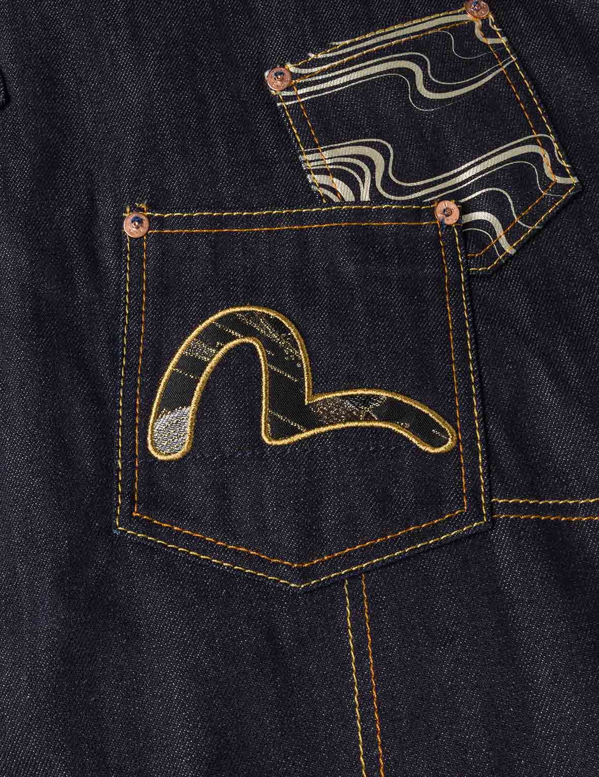 Multi-Pocket with Brocade Patch Relax Fit Denim Jacket - Image 8
