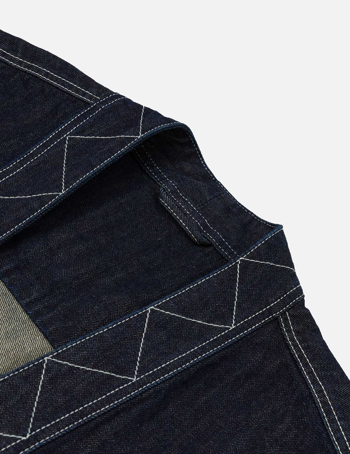 Multi-Pocket with Brocade Patch Relax Fit Denim Kimono - Image 10