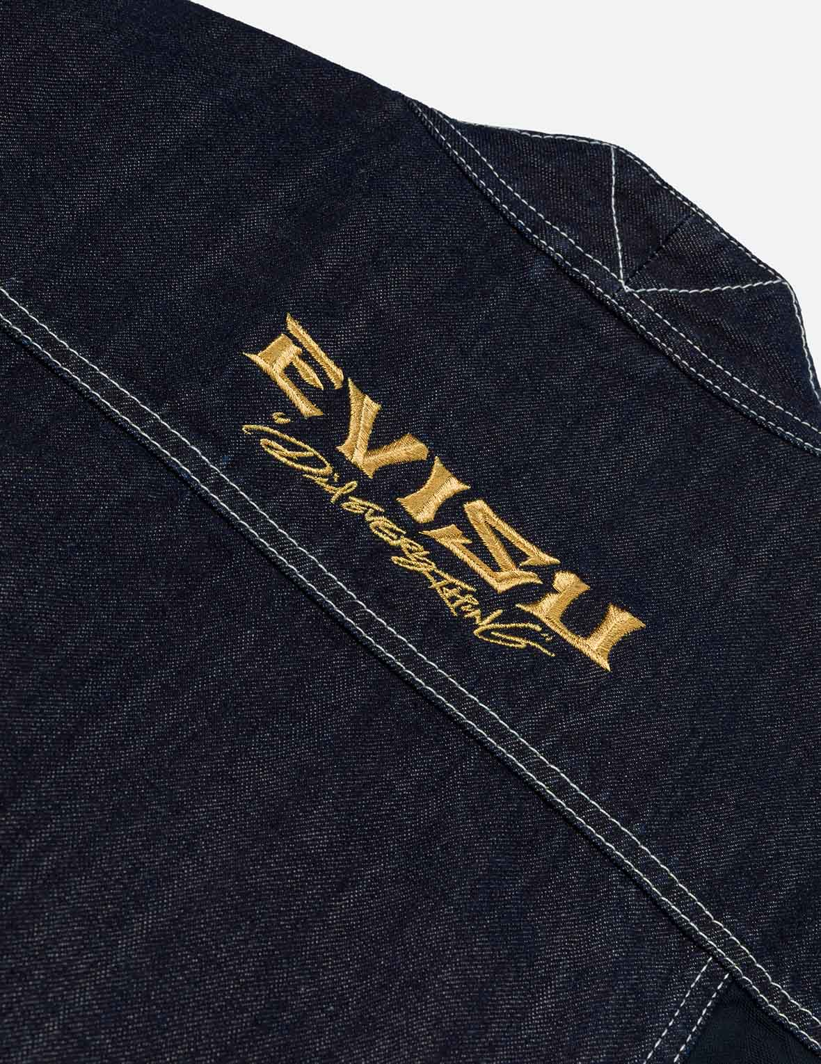 Multi-Pocket with Brocade Patch Relax Fit Denim Kimono - Image 11