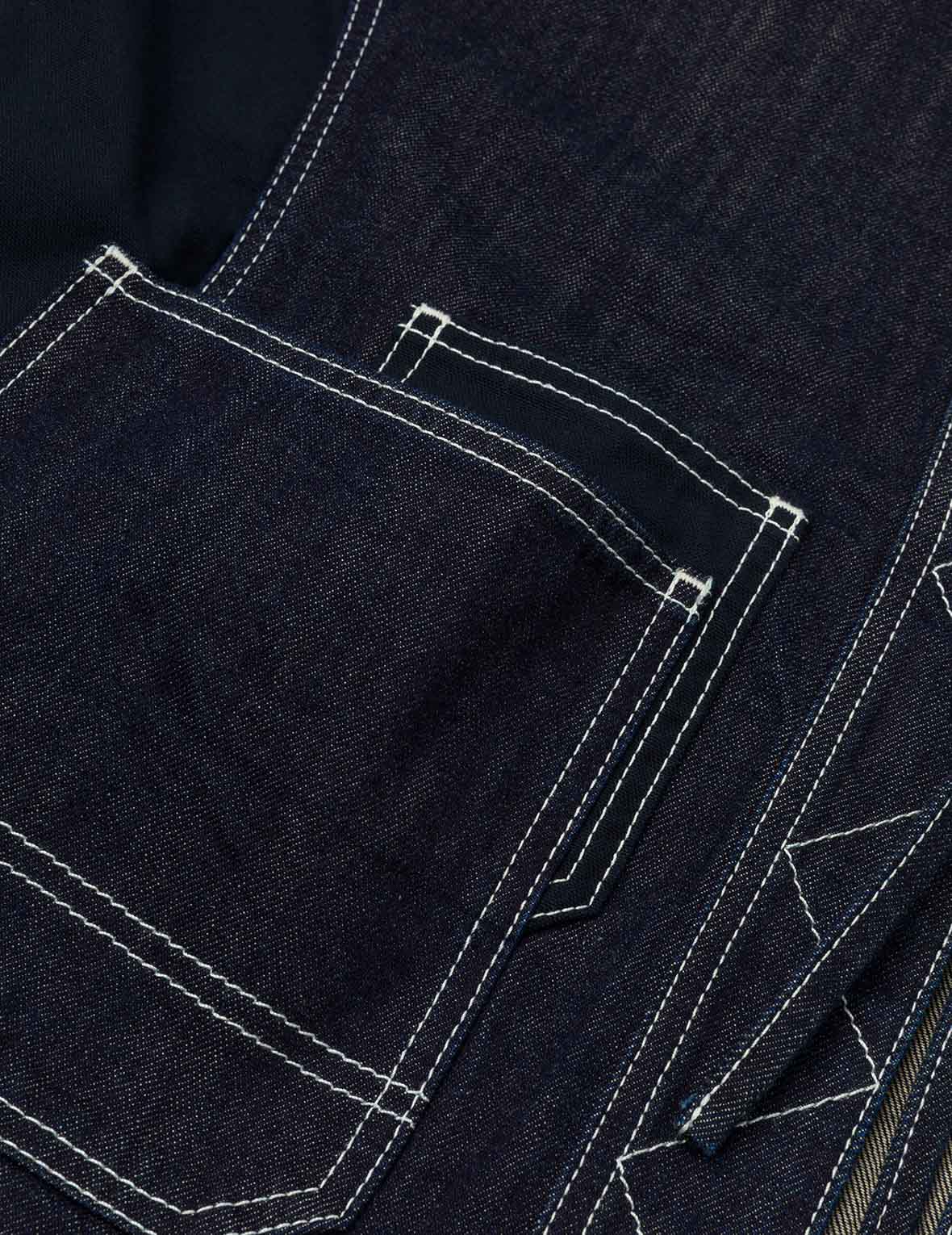 Multi-Pocket with Brocade Patch Relax Fit Denim Kimono - Image 13