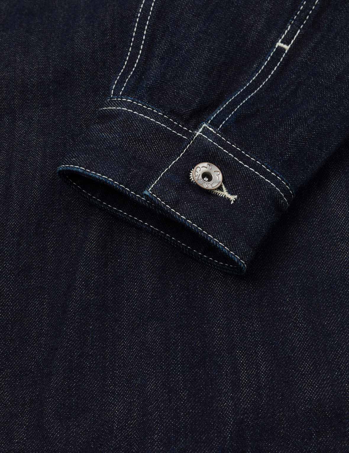 Multi-Pocket with Brocade Patch Relax Fit Denim Kimono - Image 15