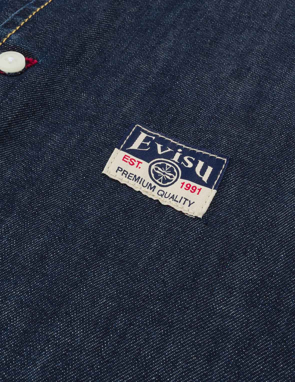 Multi-Pocket with Brocade Patch Relax Fit Denim Shirt - Image 10