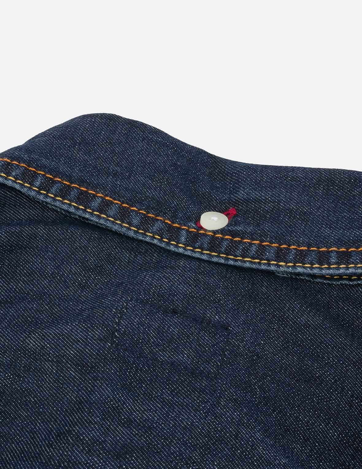 Multi-Pocket with Brocade Patch Relax Fit Denim Shirt - Image 11