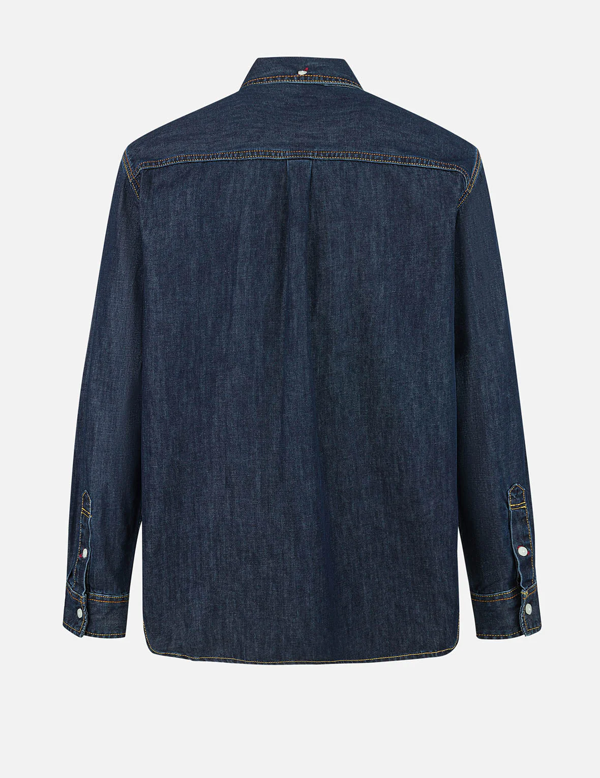 Multi-Pocket with Brocade Patch Relax Fit Denim Shirt - Image 2