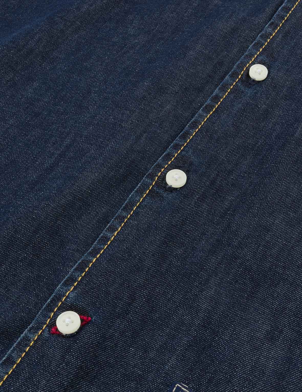 Multi-Pocket with Brocade Patch Relax Fit Denim Shirt - Image 9