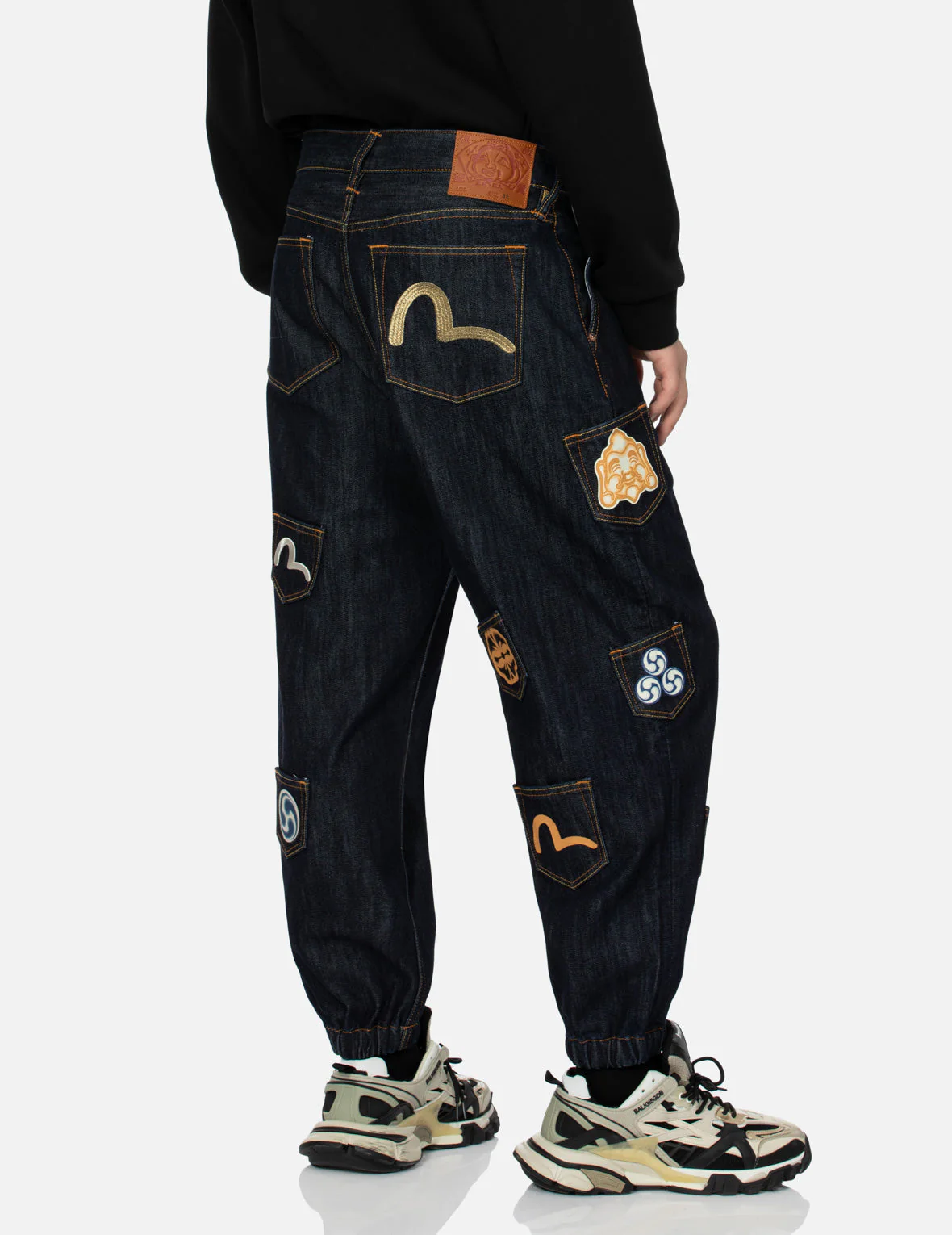Multi Pocket with Seagull Embroidery Relax Fit Denim Joggers - Image 7