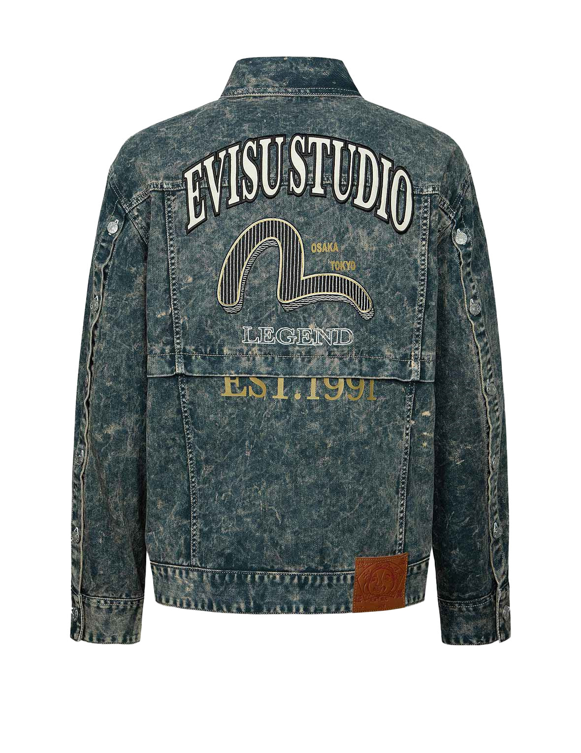 Multi-Print and Embroidery Acid-Wash Fashion Fit Denim Jacket - Image 8