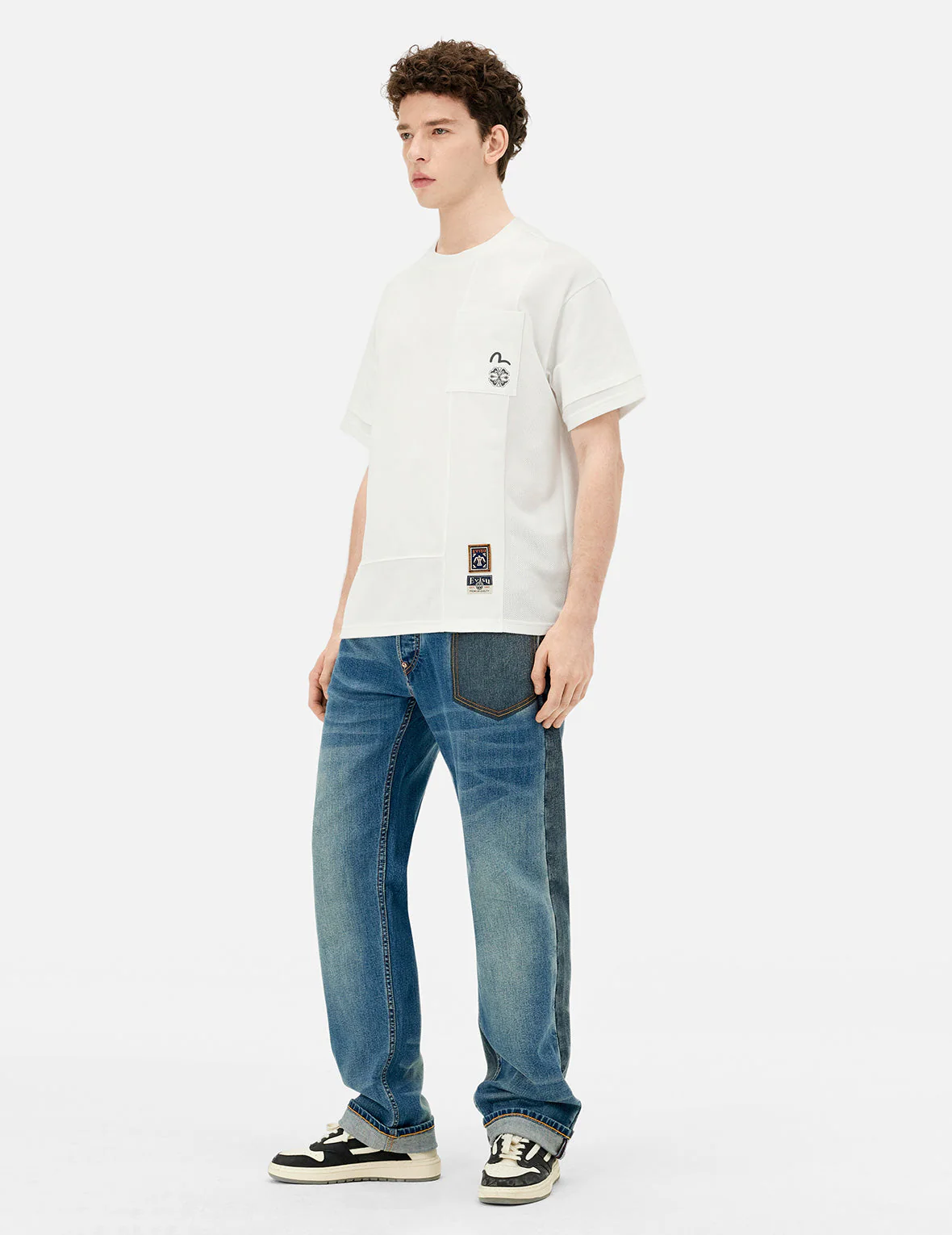 Multi-print and Fabric Blocking Relax Fit T-shirt - Image 3