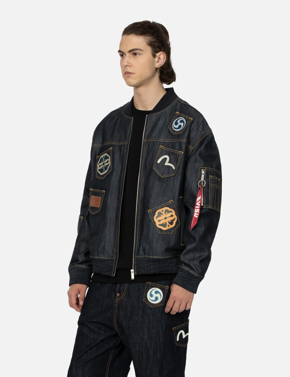 Multi-logo and Multi-pocket Relax Fit Denim Jacket - Image 7