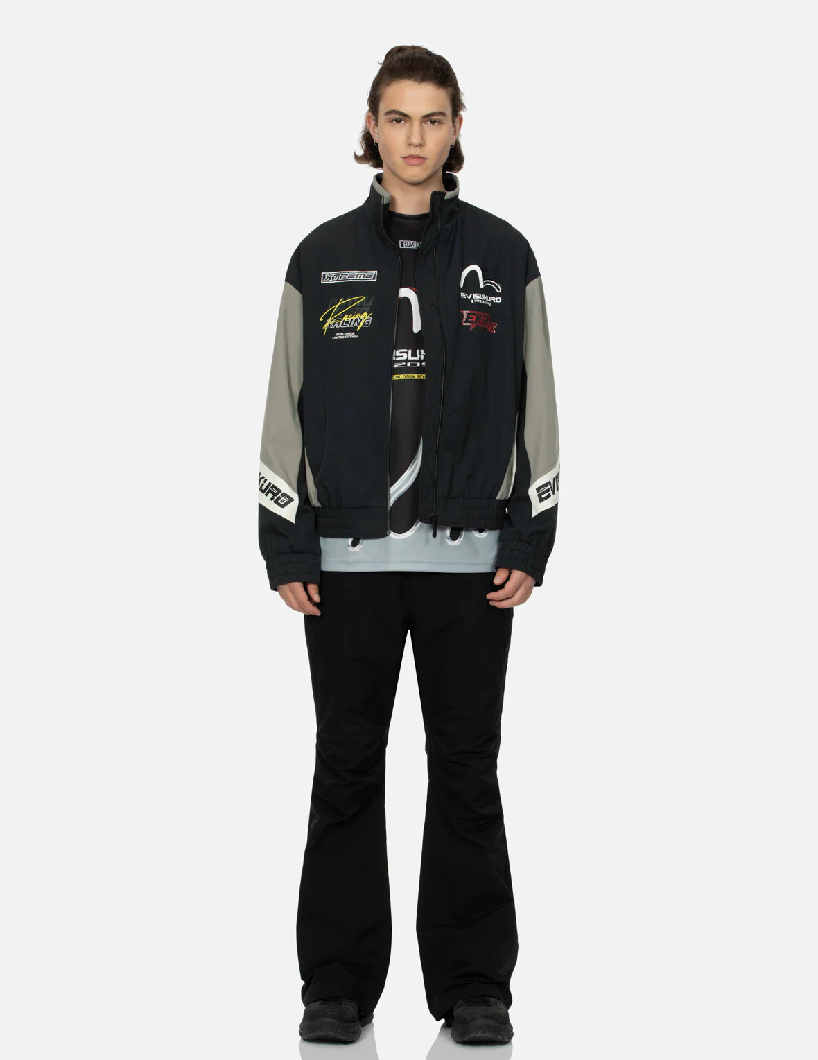 Multi-Logo Print Fashion Fit Racing Jacket - Image 5