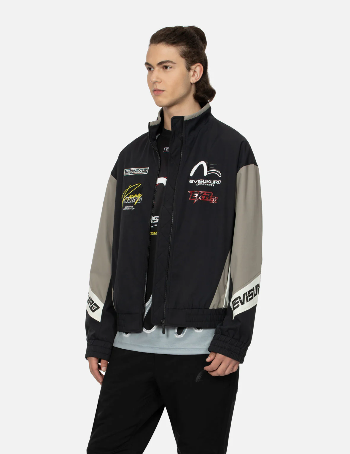 Multi-Logo Print Fashion Fit Racing Jacket - Image 7