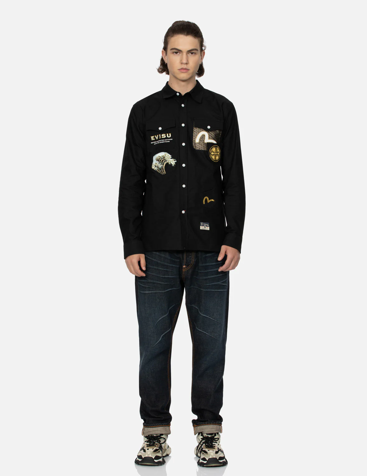 Multi-Pocket and Logo Patch Embroidered Relax Fit Shirt - Image 9