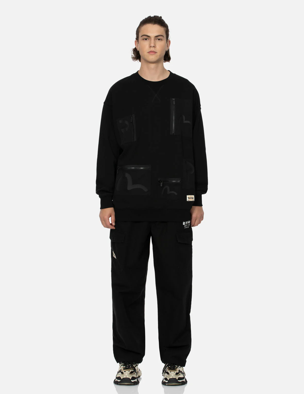 Multi-Pockets with Seagull Print Loose Fit Sweatshirt - Image 10