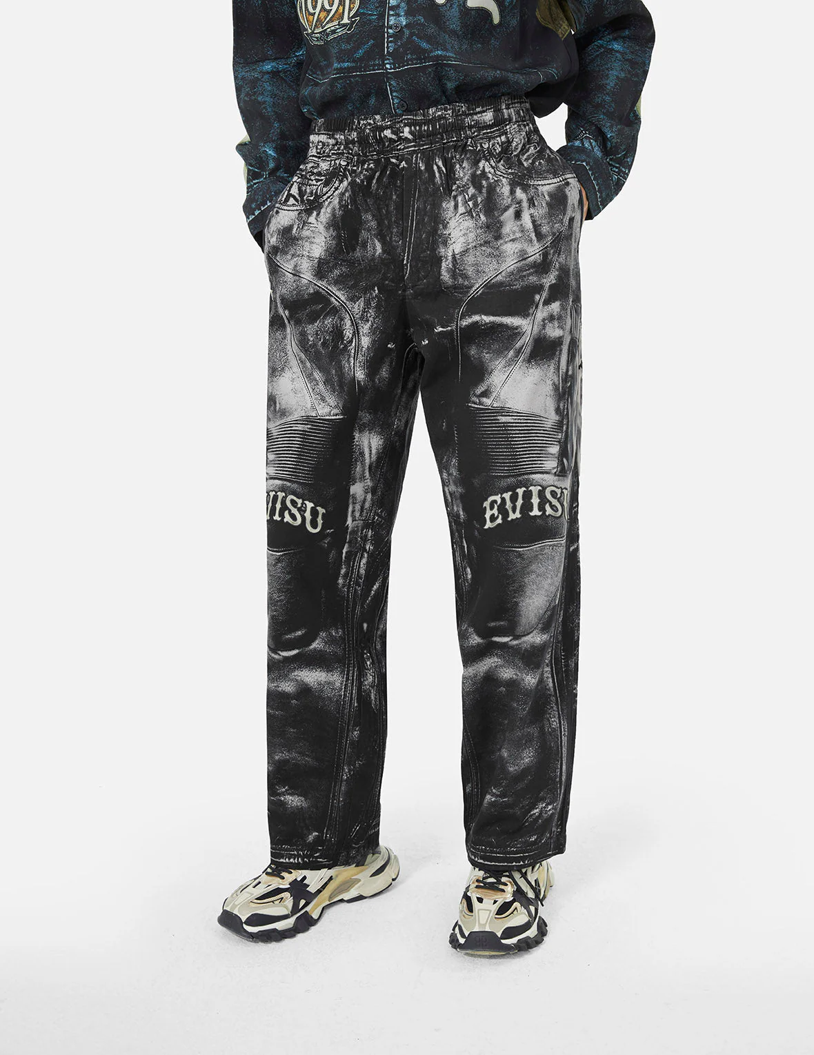 Multi-replicate Print Wide-leg Biker Pants - Image 5