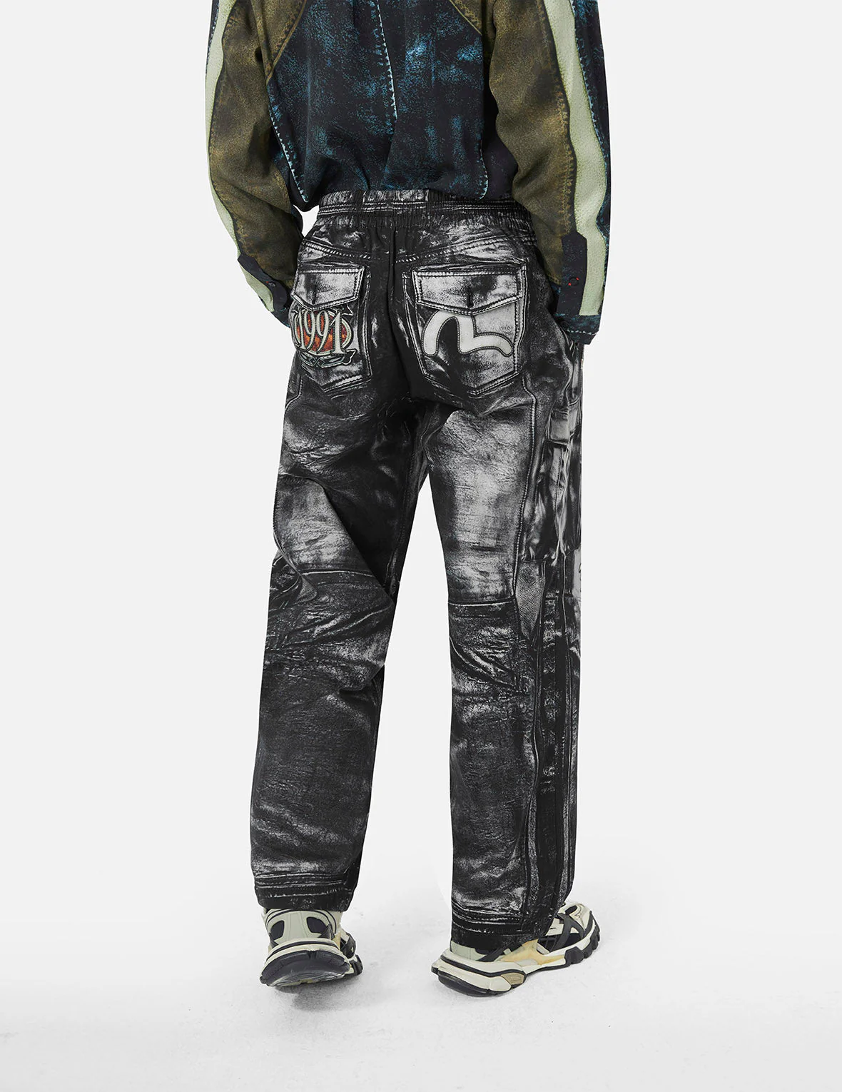 Multi-replicate Print Wide-leg Biker Pants - Image 6
