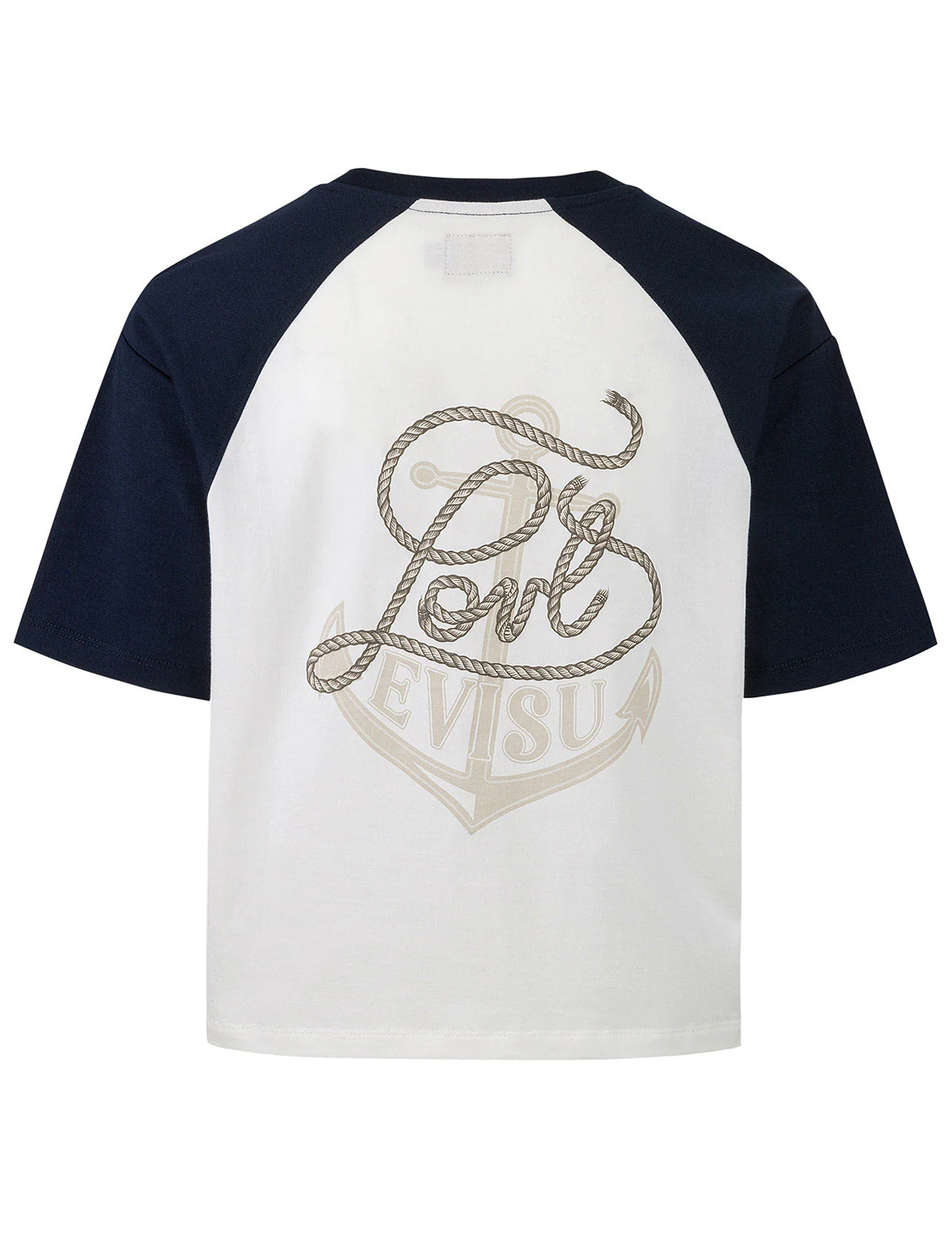 Nautical Theme Embroidery and Print Cropped Horn-sleeve T-Shirt - Image 10