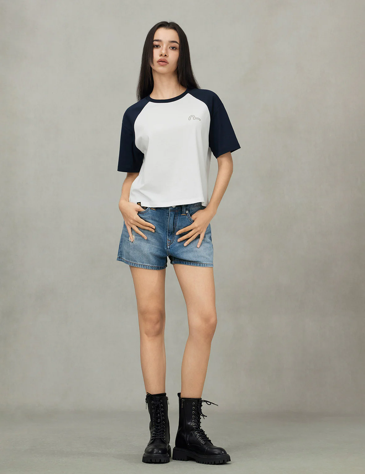 Nautical Theme Embroidery and Print Cropped Horn-sleeve T-Shirt - Image 3