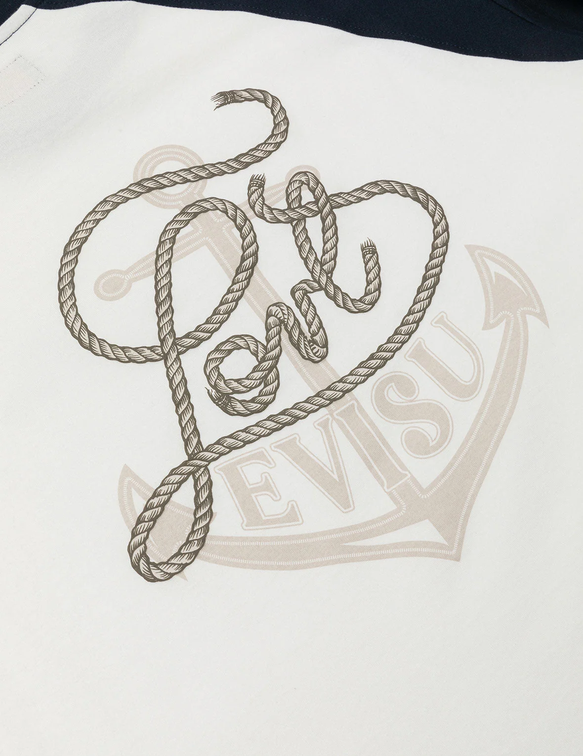 Nautical Theme Embroidery and Print Cropped Horn-sleeve T-Shirt - Image 5