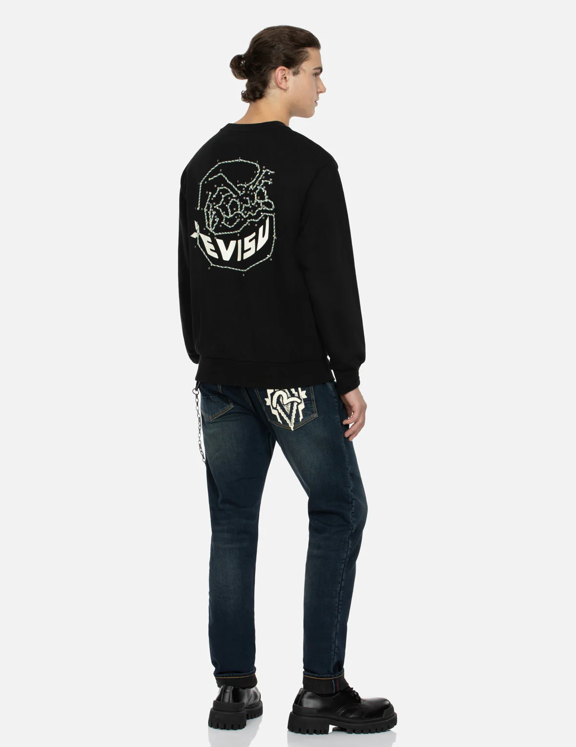 Navajo Style Tapestry Seagull Print Pocket Taper Fit Jeans #2017 - Image 3