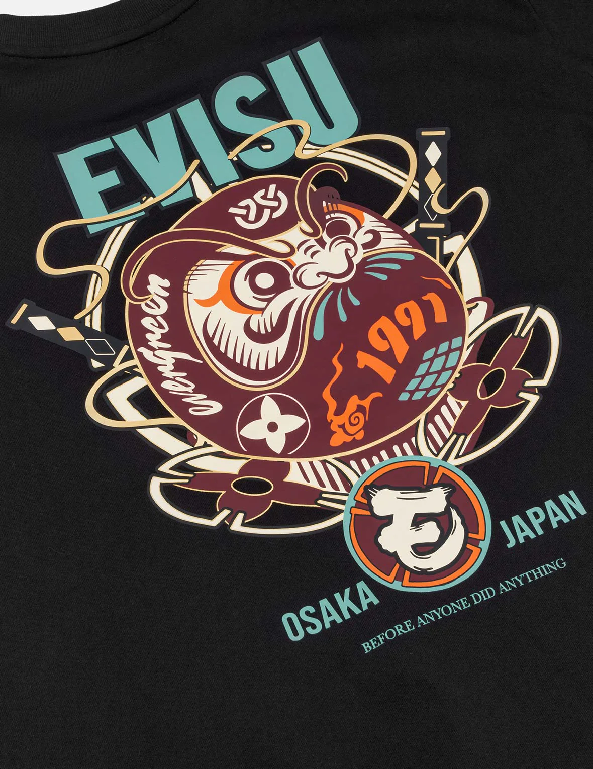 Ninja Daruma and Logo Prints Regular Fit T-shirt - Image 10