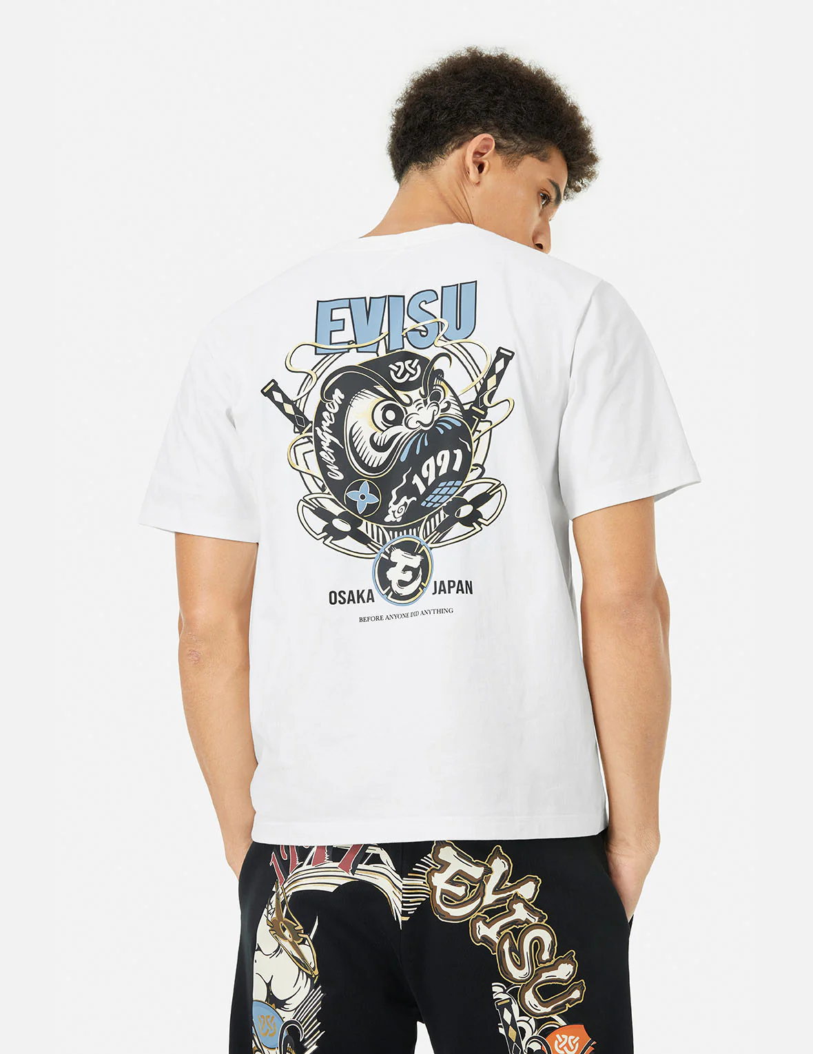 Ninja Daruma and Logo Prints Regular Fit T-shirt - Image 13