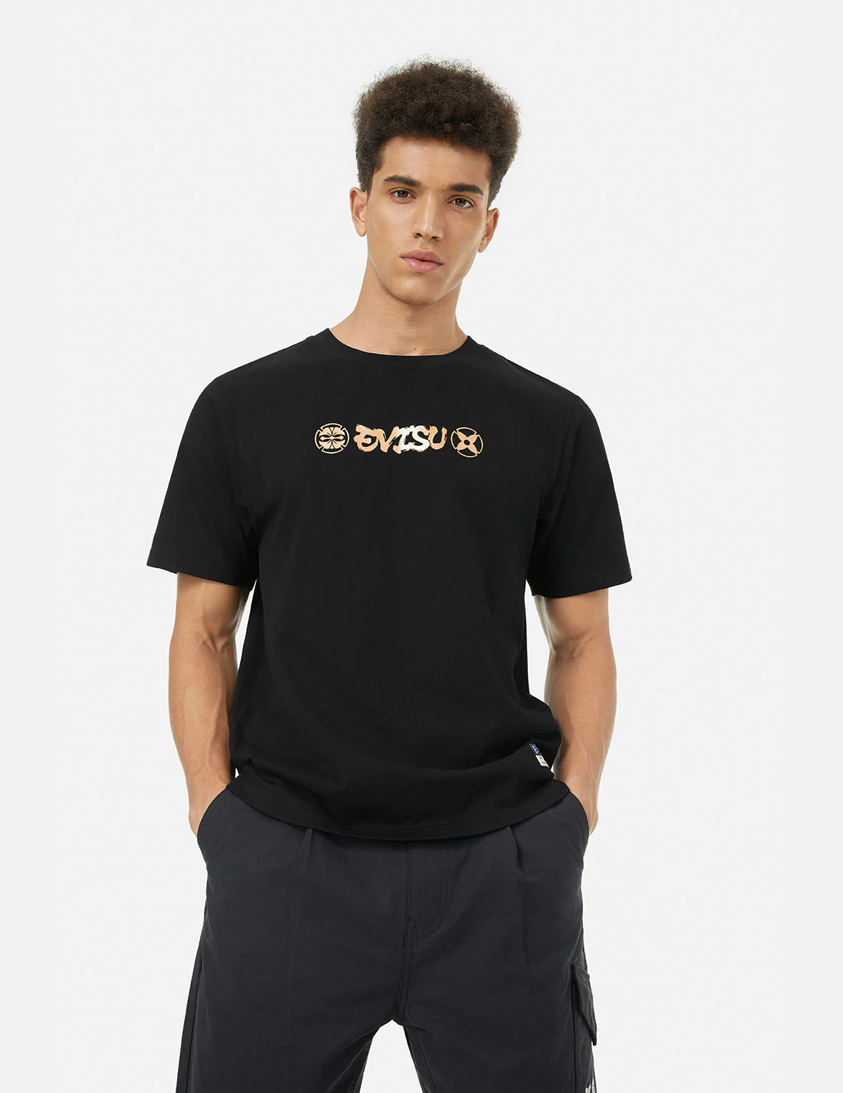 Ninja Daruma and Logo Prints Regular Fit T-shirt - Image 4