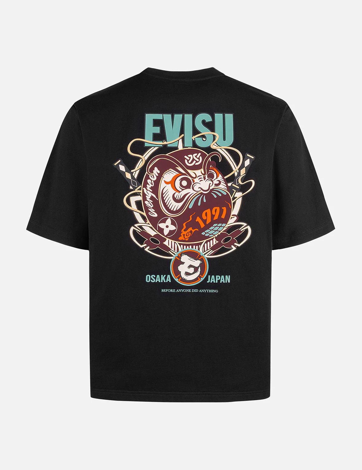 Ninja Daruma and Logo Prints Regular Fit T-shirt - Image 6
