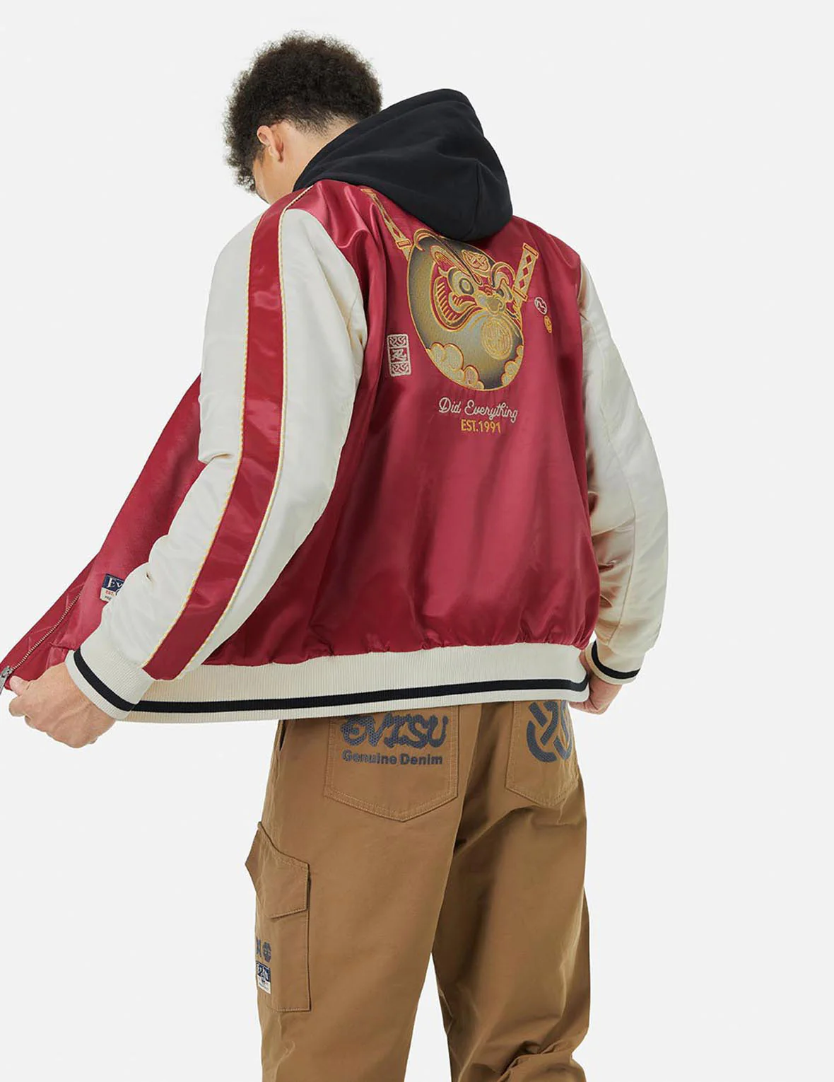 Ninja Daruma Embroidery Relax Fit Souvenior Jacket - Image 8