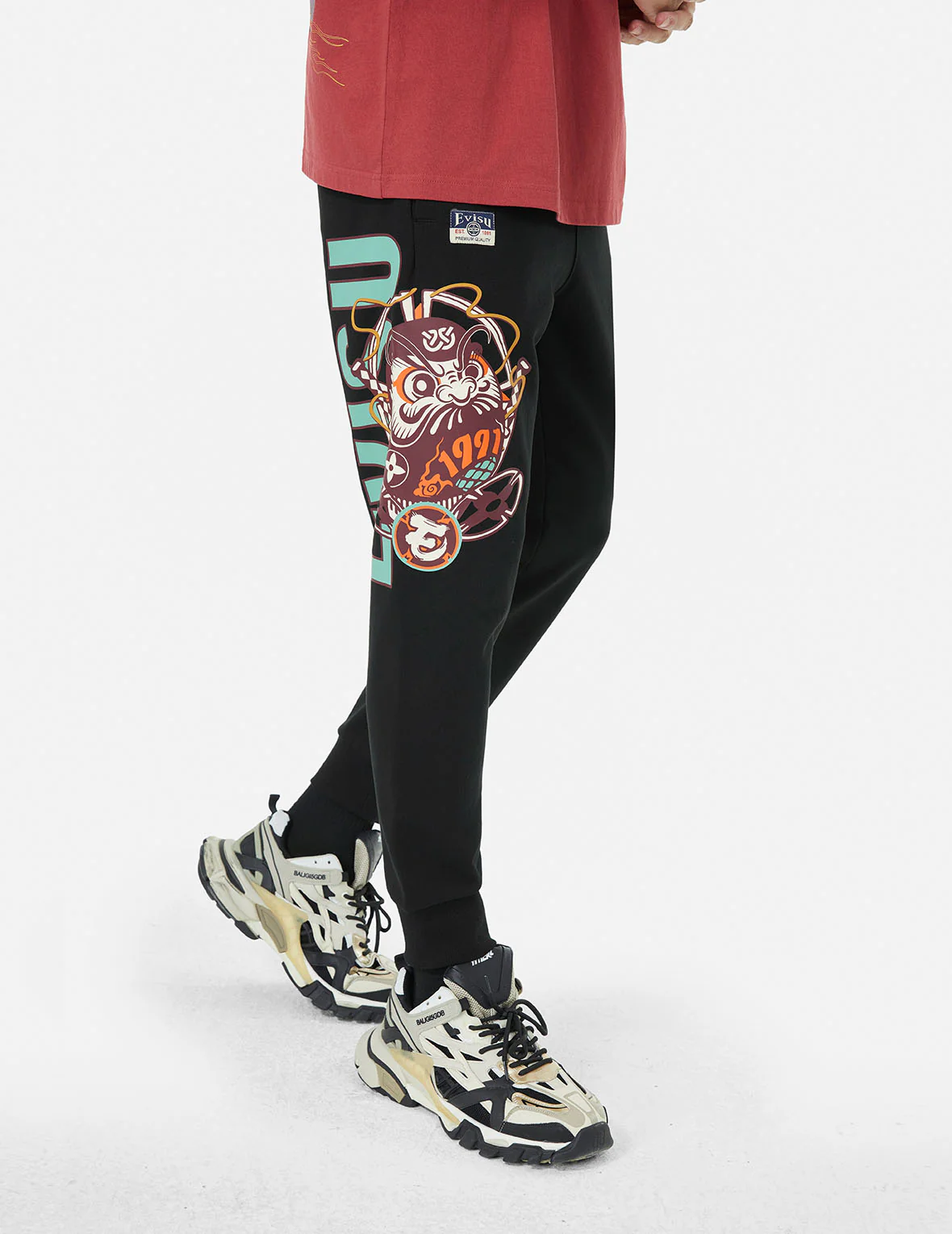 Ninja Daruma Print Regular Fit Sweatpants - Image 3