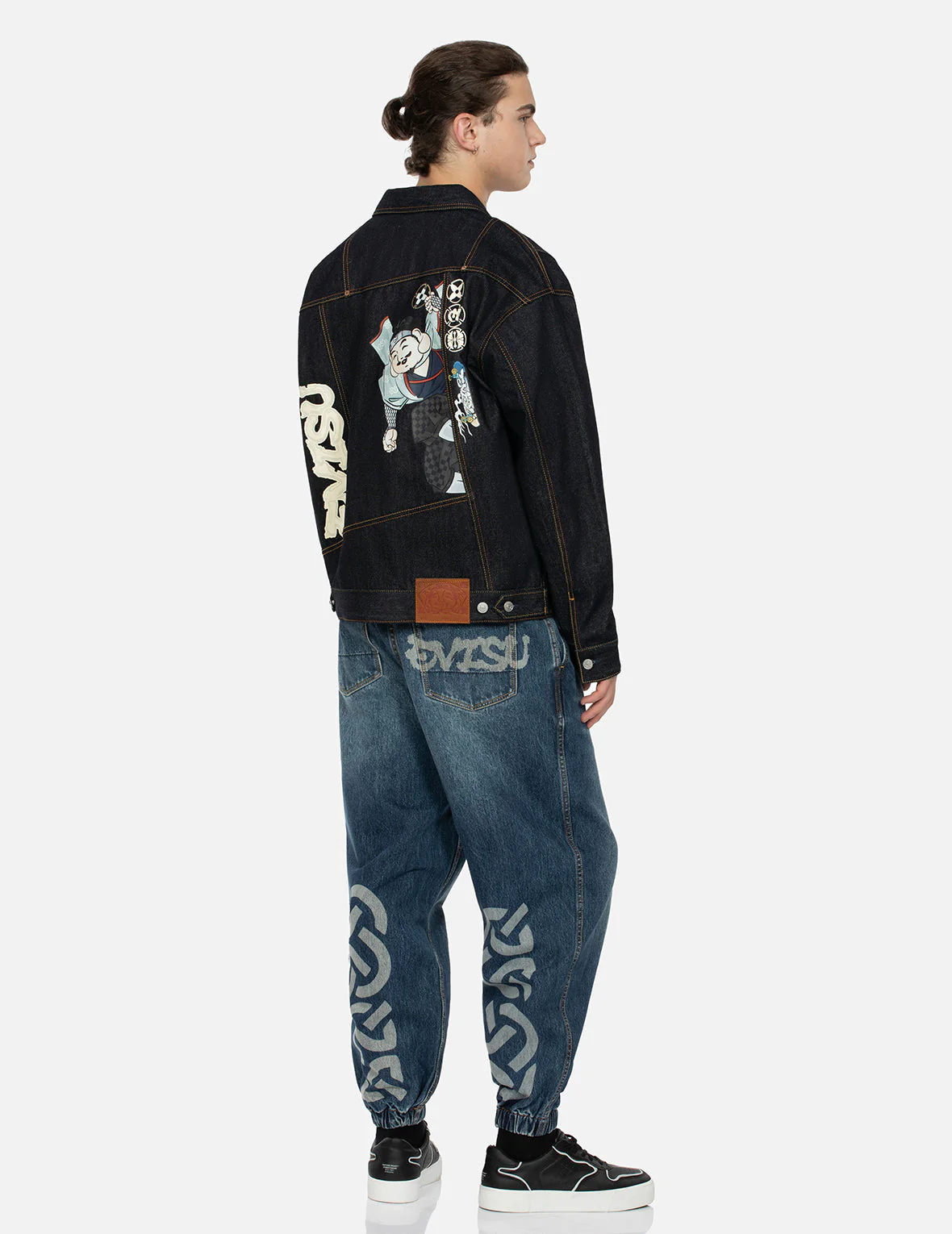 Ninja Godhead Print Loose Fit Deconstructive Denim Jacket - Image 3