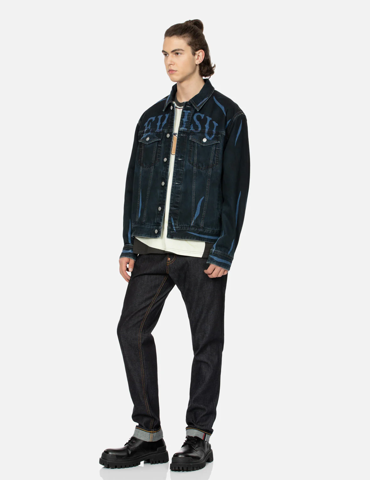 Overdye Logo and Seagull Relax Fit Denim Jacket - Image 4