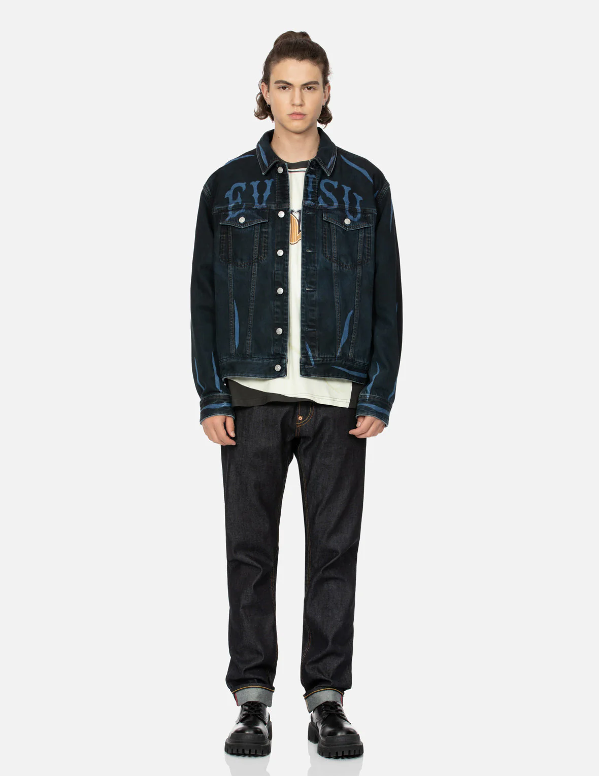 Overdye Logo and Seagull Relax Fit Denim Jacket - Image 6