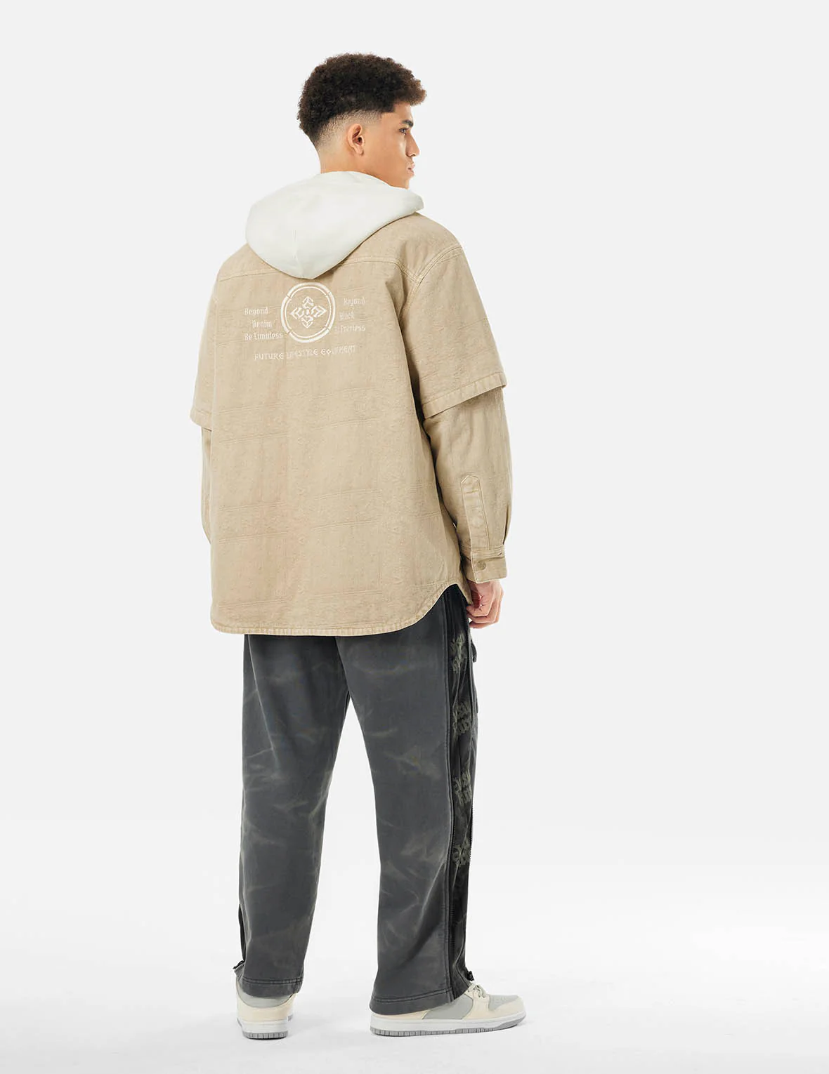 Padded Paisley Jacquard and Embroidery 2-in-1 Loose Fit Shirt Jacket - Image 6