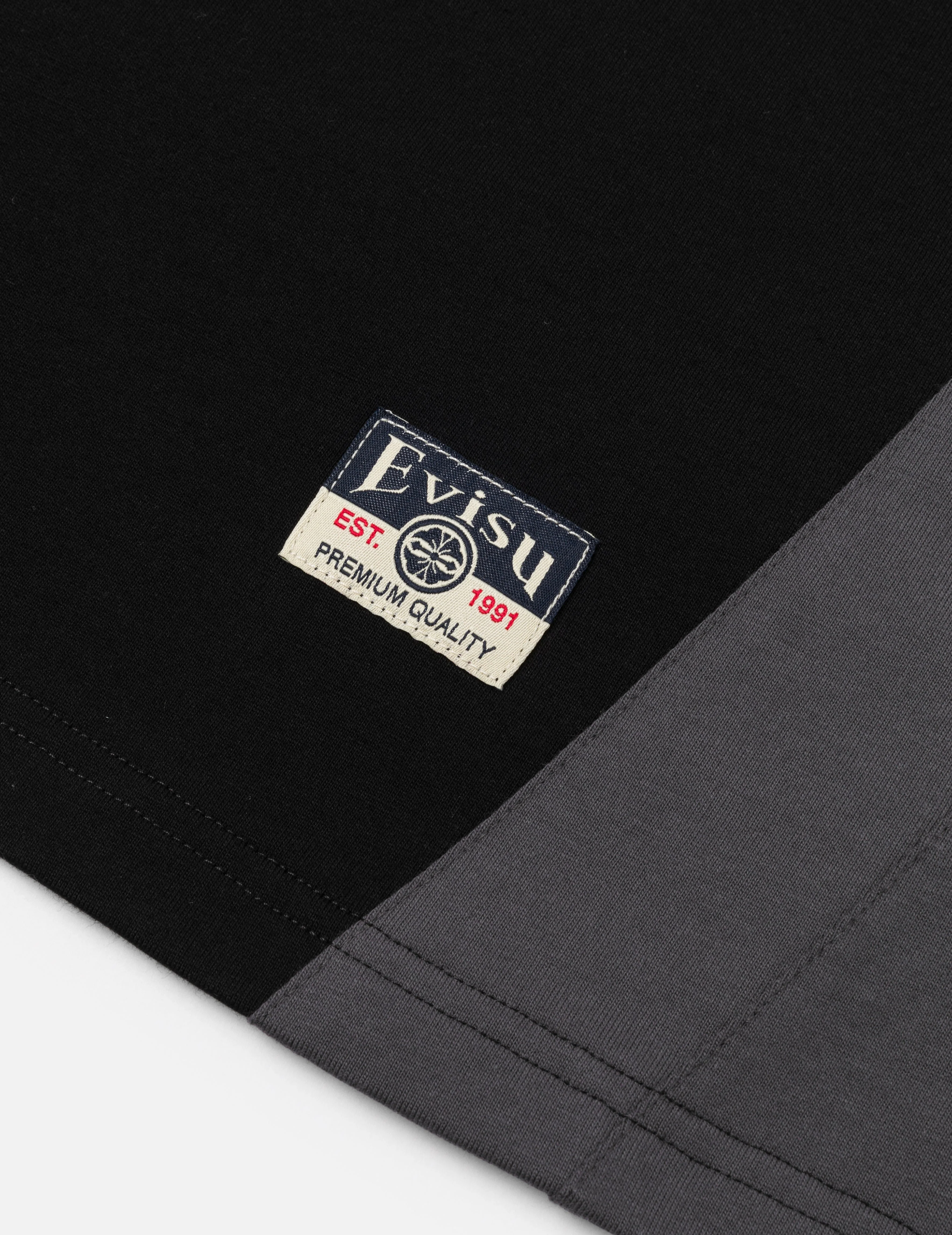 Panel Blocking with Colorful Logo Print Loose Fit T-Shirt - Image 9