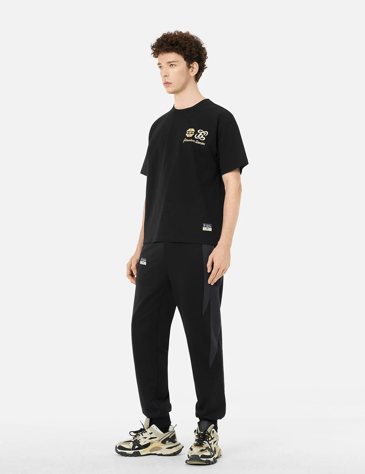 Panel Blocking with Colorful Logo Print Relax Fit Sweatpants - Image 3